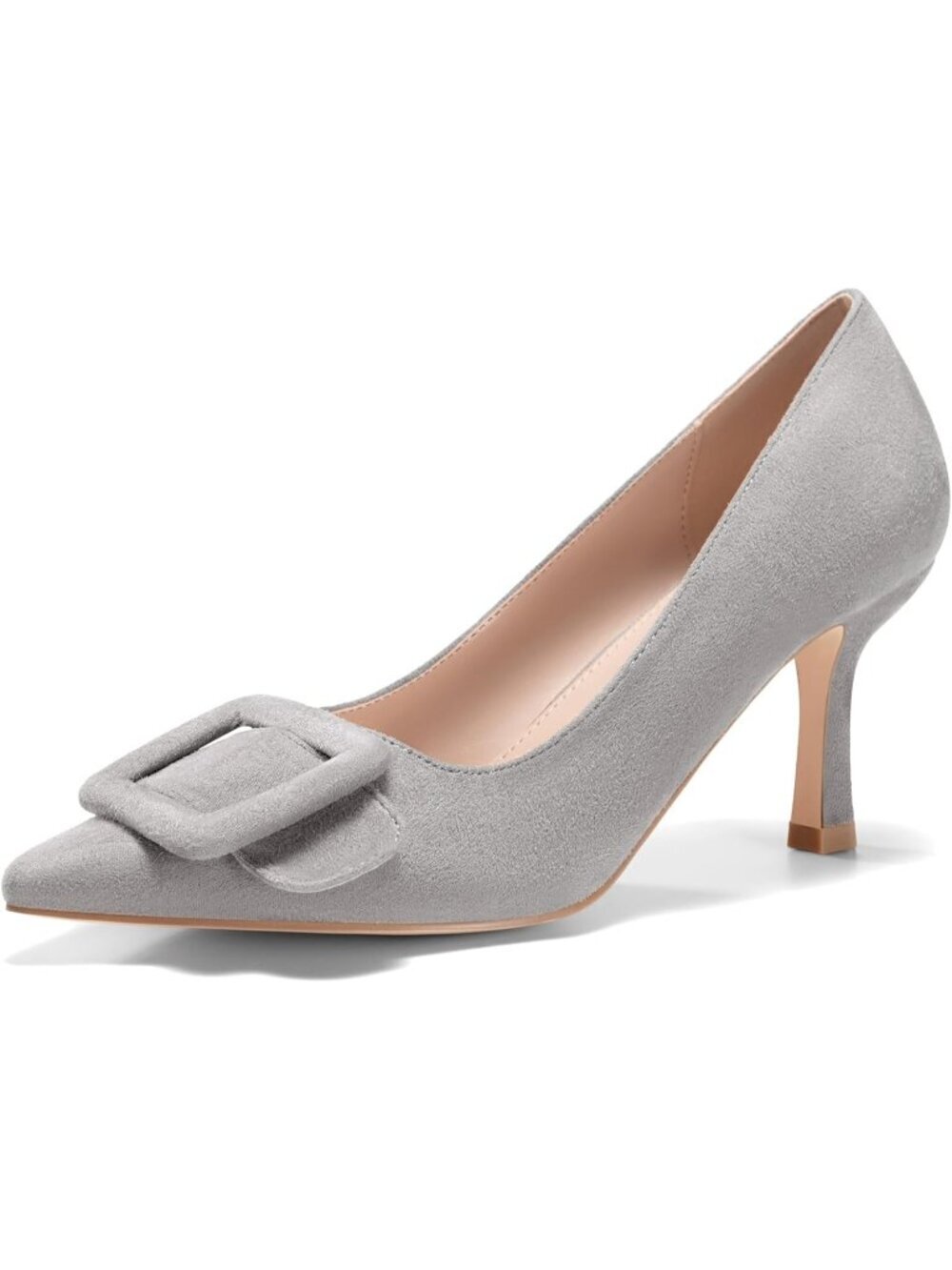 Women's Grey Closed Pointed Toe Pumps Stiletto High Heels Wedding Party Shoes